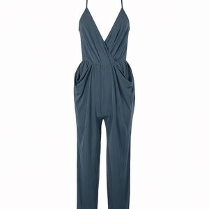 BCBG teal gray spaghetti strap Jumpsuit NWT
